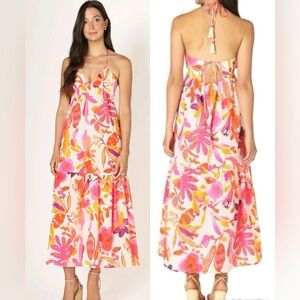 Zara Multicolor Floral Halter Dress - size large